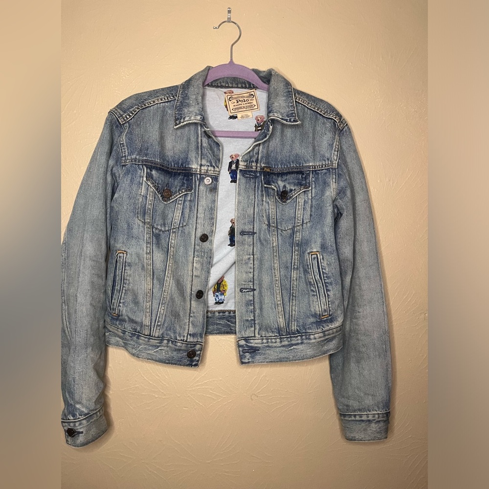 Ralph Lauren Denim Trucker Jacket with Bear Motif - Picture 3 of 6